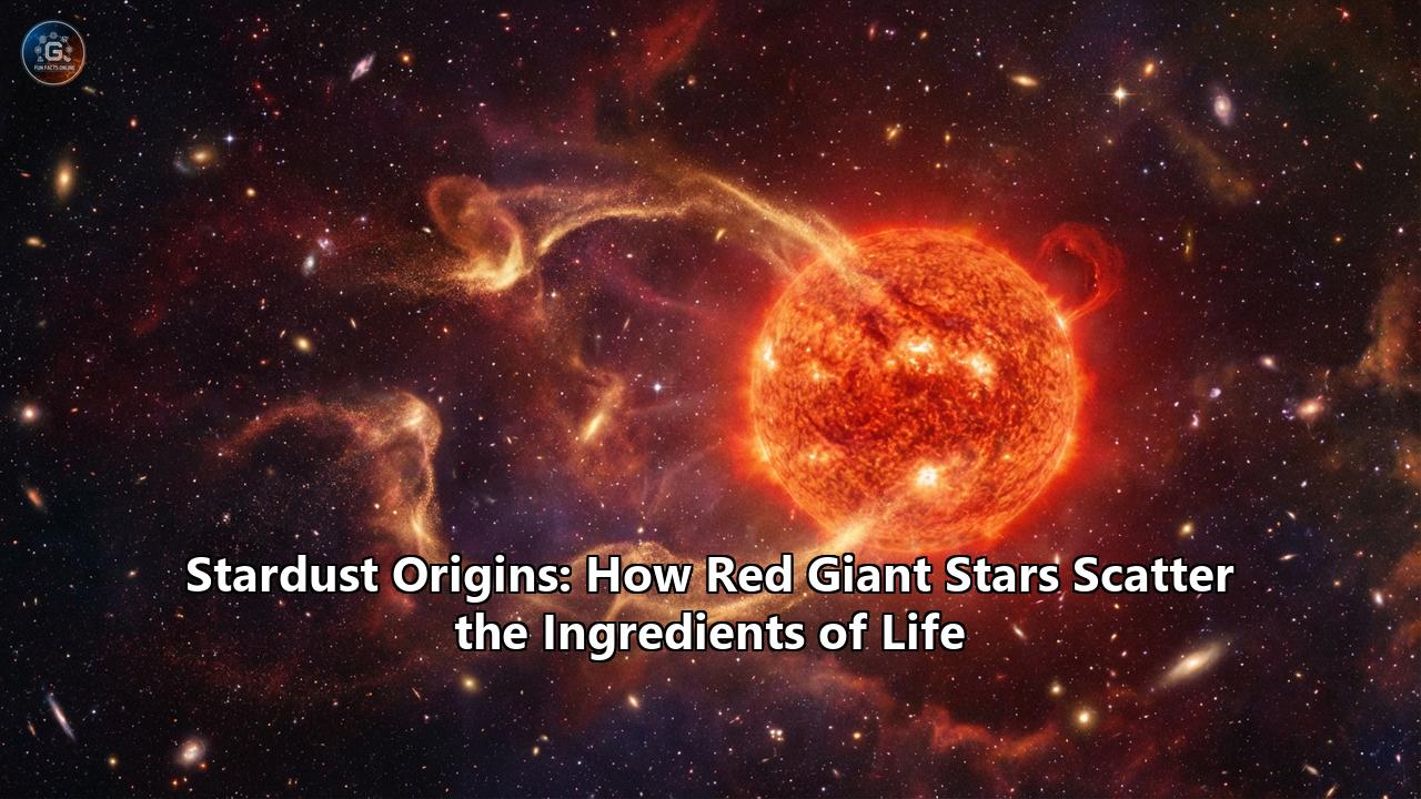 Stardust Origins: How Red Giant Stars Scatter the Ingredients of Life