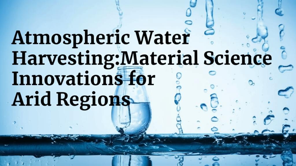 Atmospheric Water Harvesting: Material Science Innovations for Arid Regions