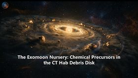 The Exomoon Nursery: Chemical Precursors in the CT Hab Debris Disk