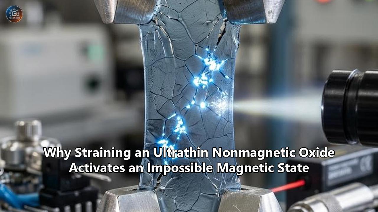 Why Straining an Ultrathin Nonmagnetic Oxide Activates an Impossible Magnetic State