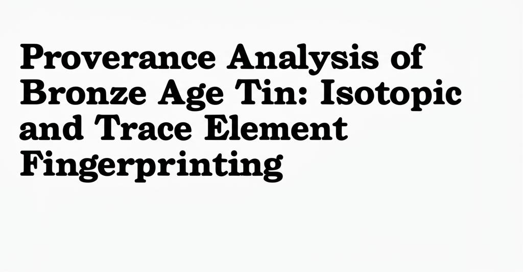 Provenance Analysis of Bronze Age Tin: Isotopic and Trace Element Fingerprinting