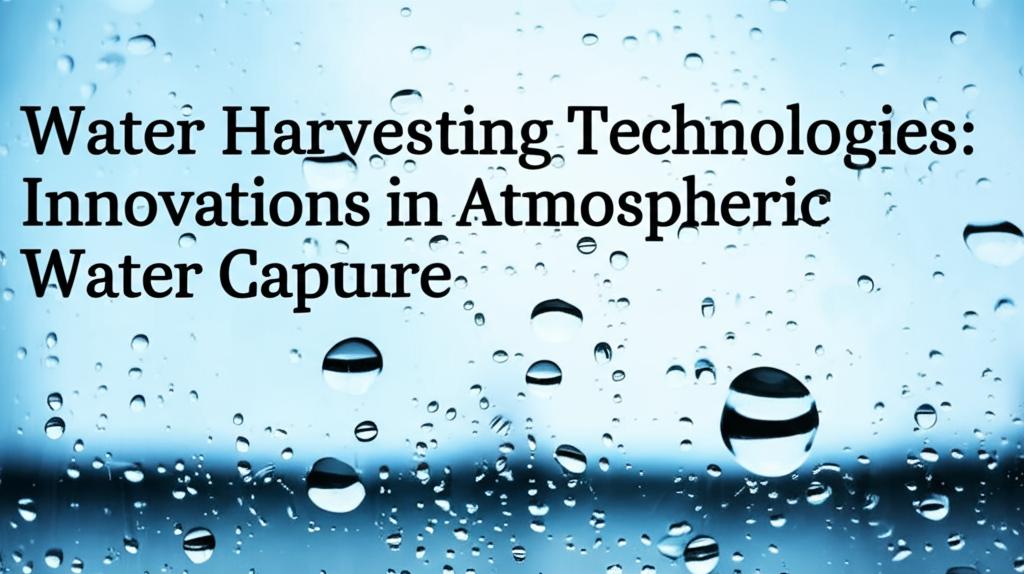 Water Harvesting Technologies: Innovations in Atmospheric Water Capture